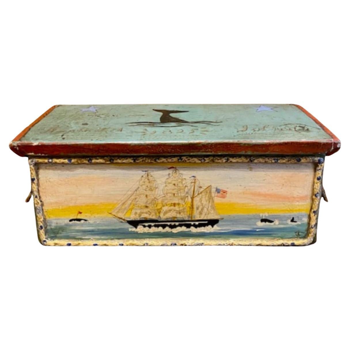 Miniature Whaling Decorated Sea Chest, circa 1920s