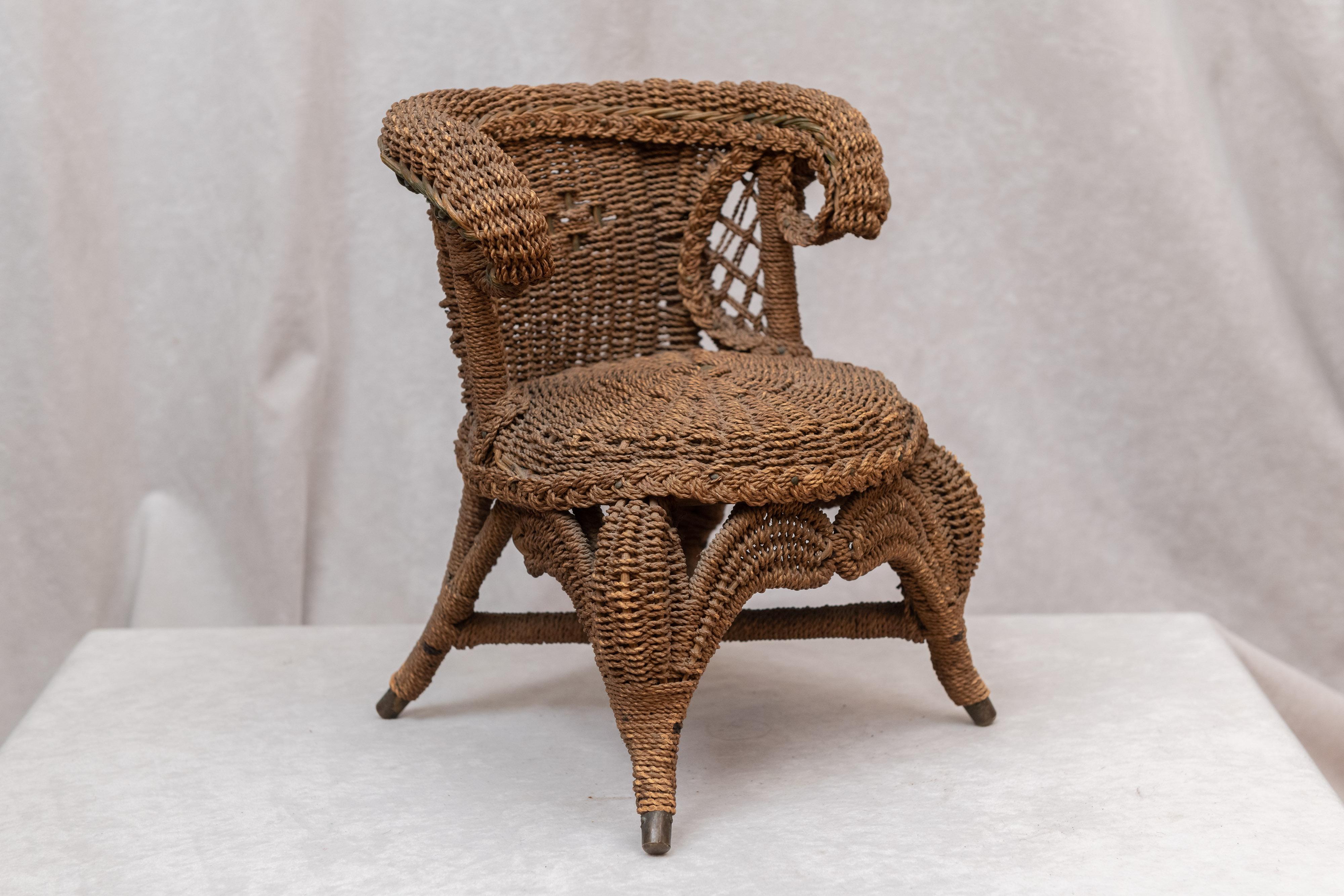 The detail of this chair is so accurate that we can believe it may well be a salesman sample. Dollhouse, or toy furniture is not made with this kind of attention to detail. Please study the photos. It is quite a remarkable example and one we have