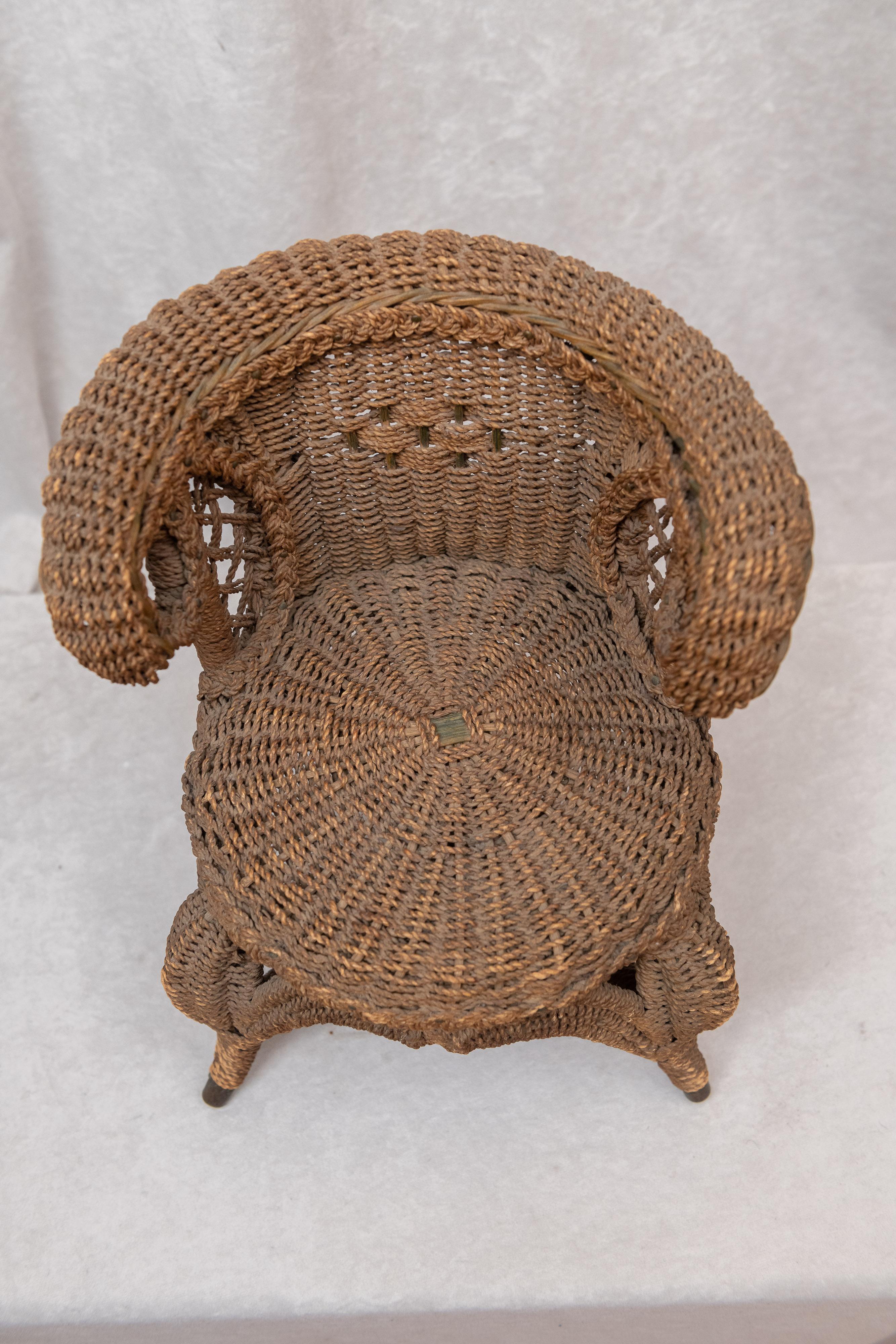 American Miniature Wicker Chair, Possibly Salesman Sample, circa 1900