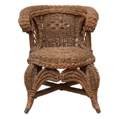 Antique Miniature Wicker Chair, Possibly Salesman Sample, circa 1900