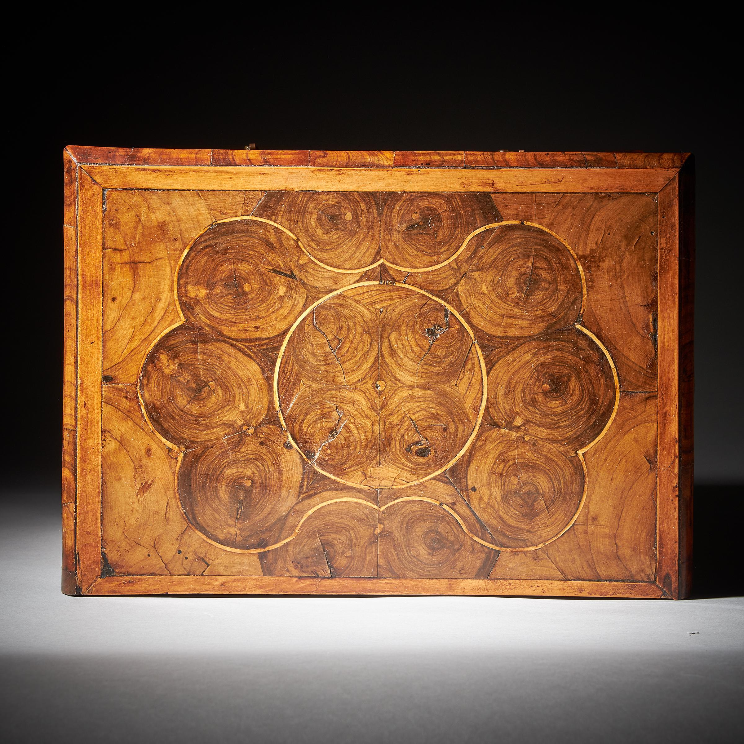 Miniature William and Mary Diminutive Olive Oyster Chest, C.1688-1702 1