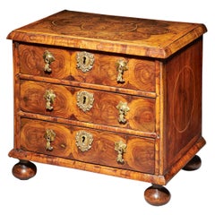 Antique Miniature William and Mary Diminutive Olive Oyster Chest, C.1688-1702