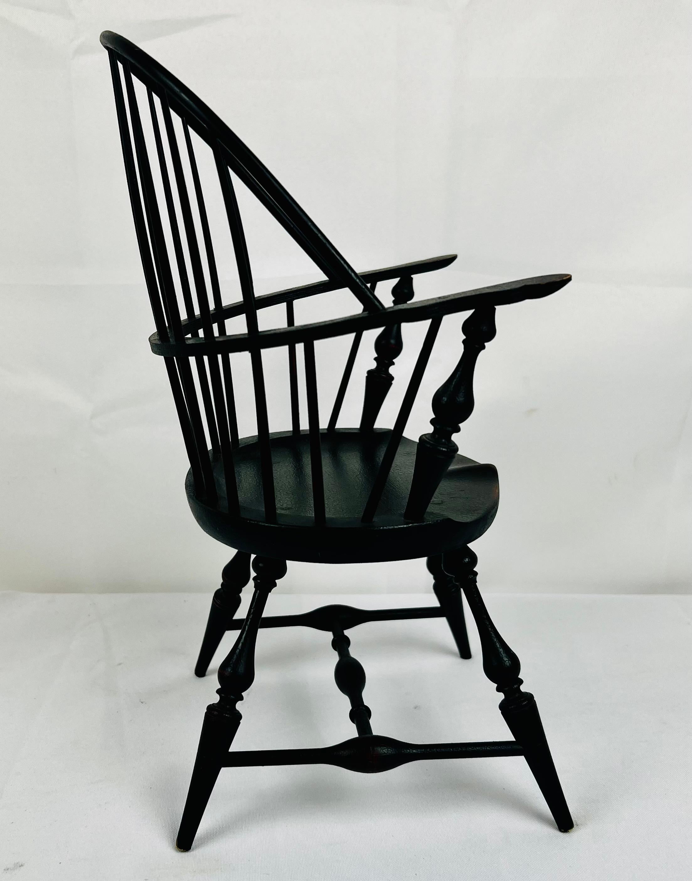 Miniature Windsor Armchair-Essex Green Paint-stamped Riverbend Chair Co., Ohio 3