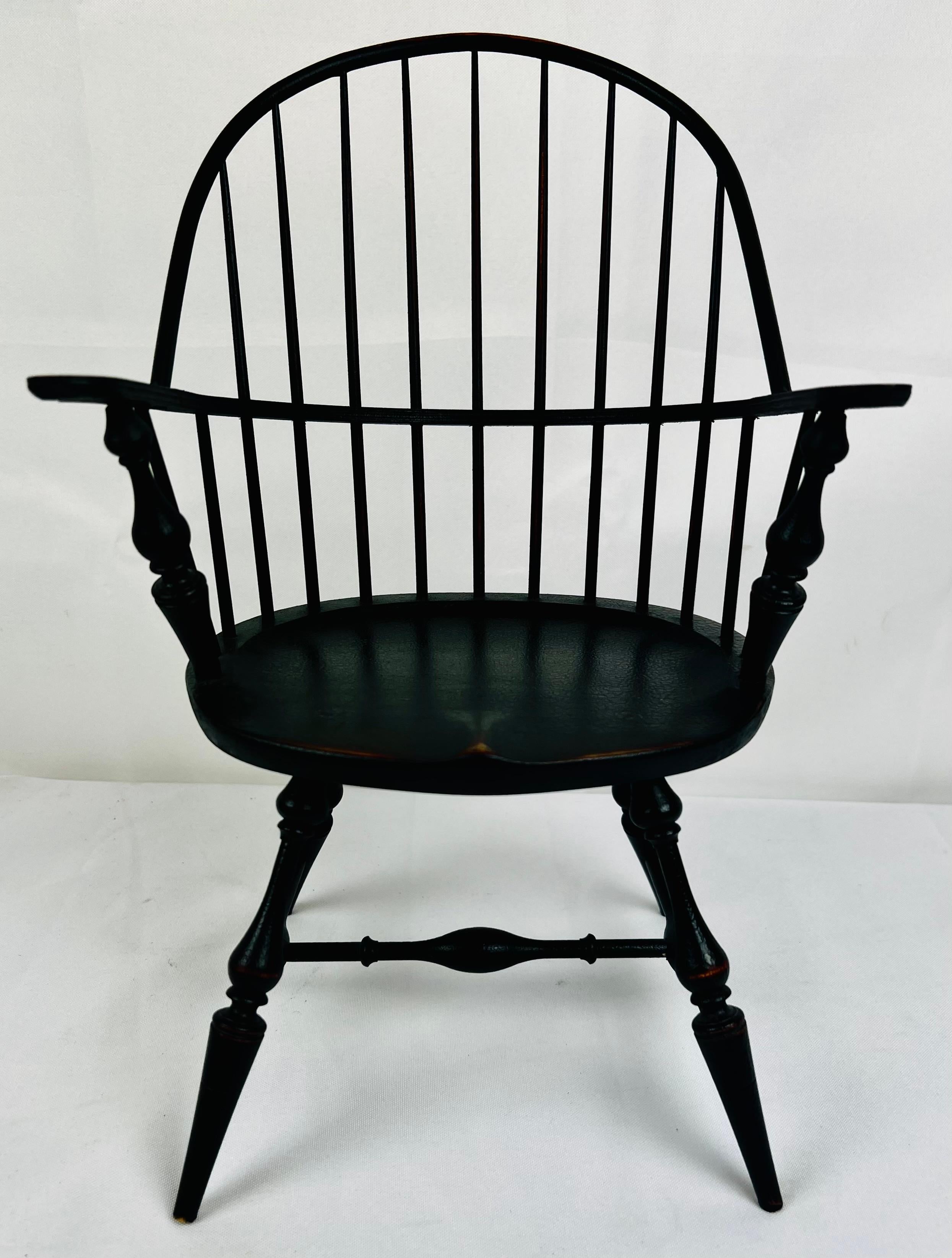 American Colonial Miniature Windsor Armchair-Essex Green Paint-stamped Riverbend Chair Co., Ohio