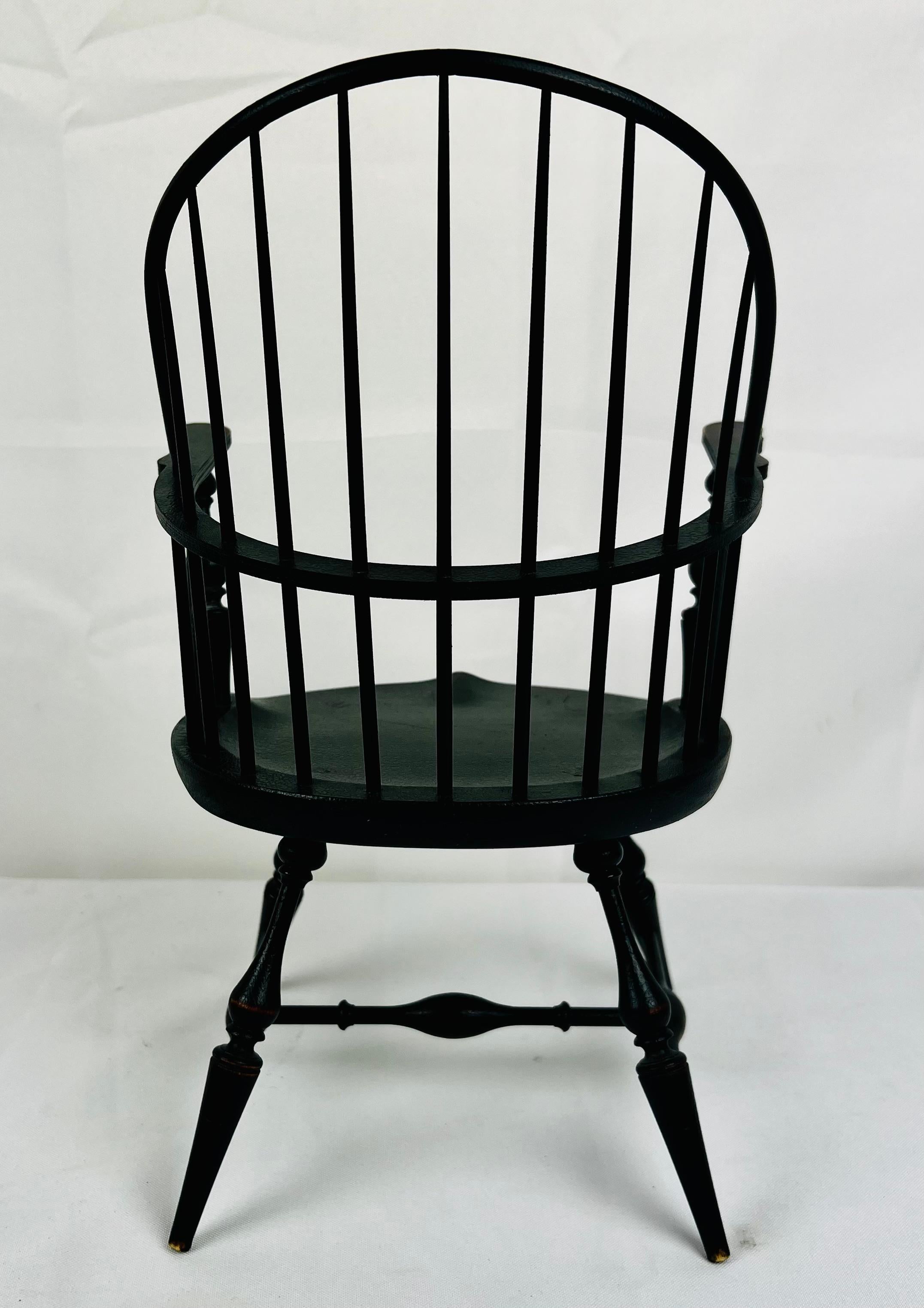 Wood Miniature Windsor Armchair-Essex Green Paint-stamped Riverbend Chair Co., Ohio