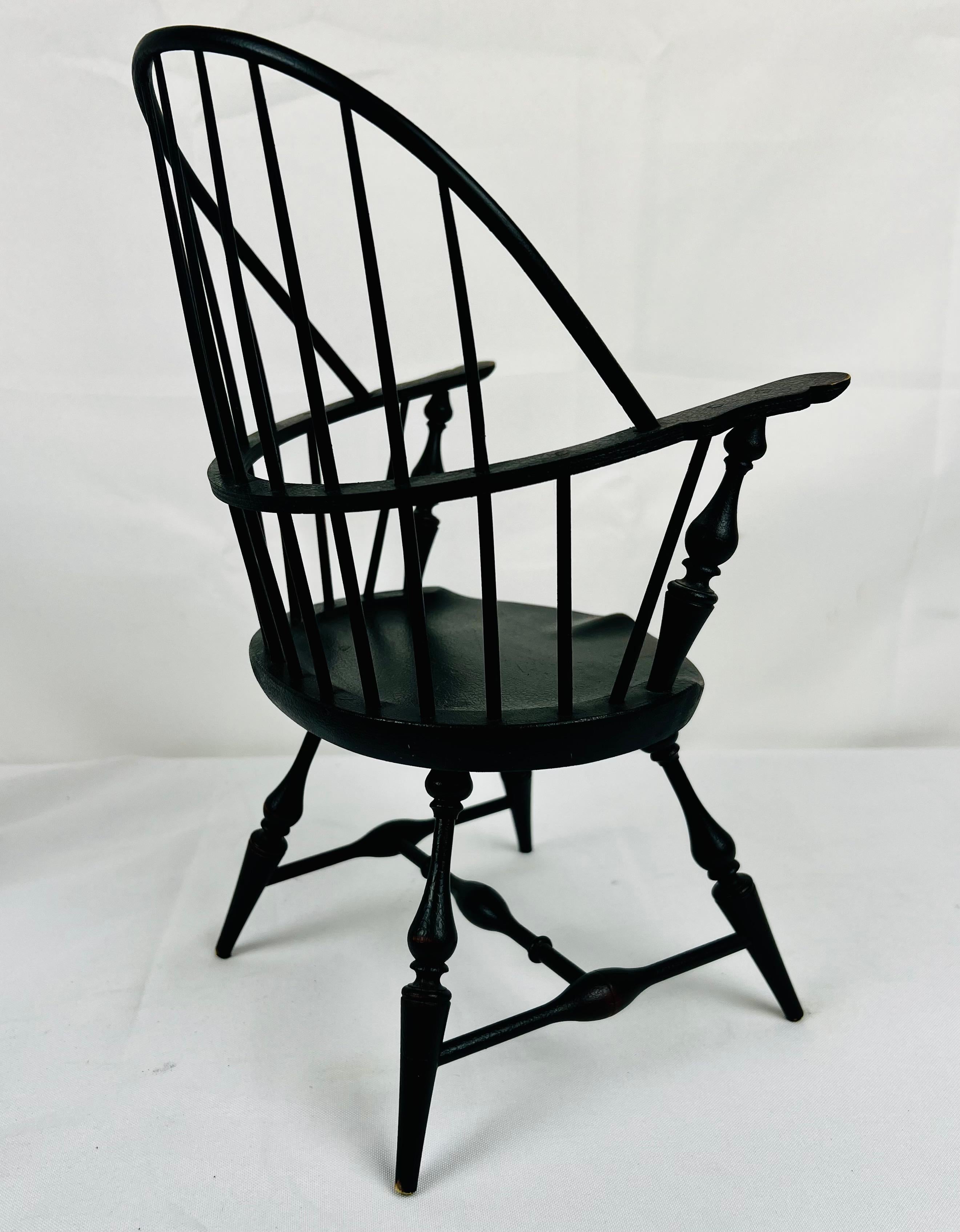 Miniature Windsor Armchair-Essex Green Paint-stamped Riverbend Chair Co., Ohio 1