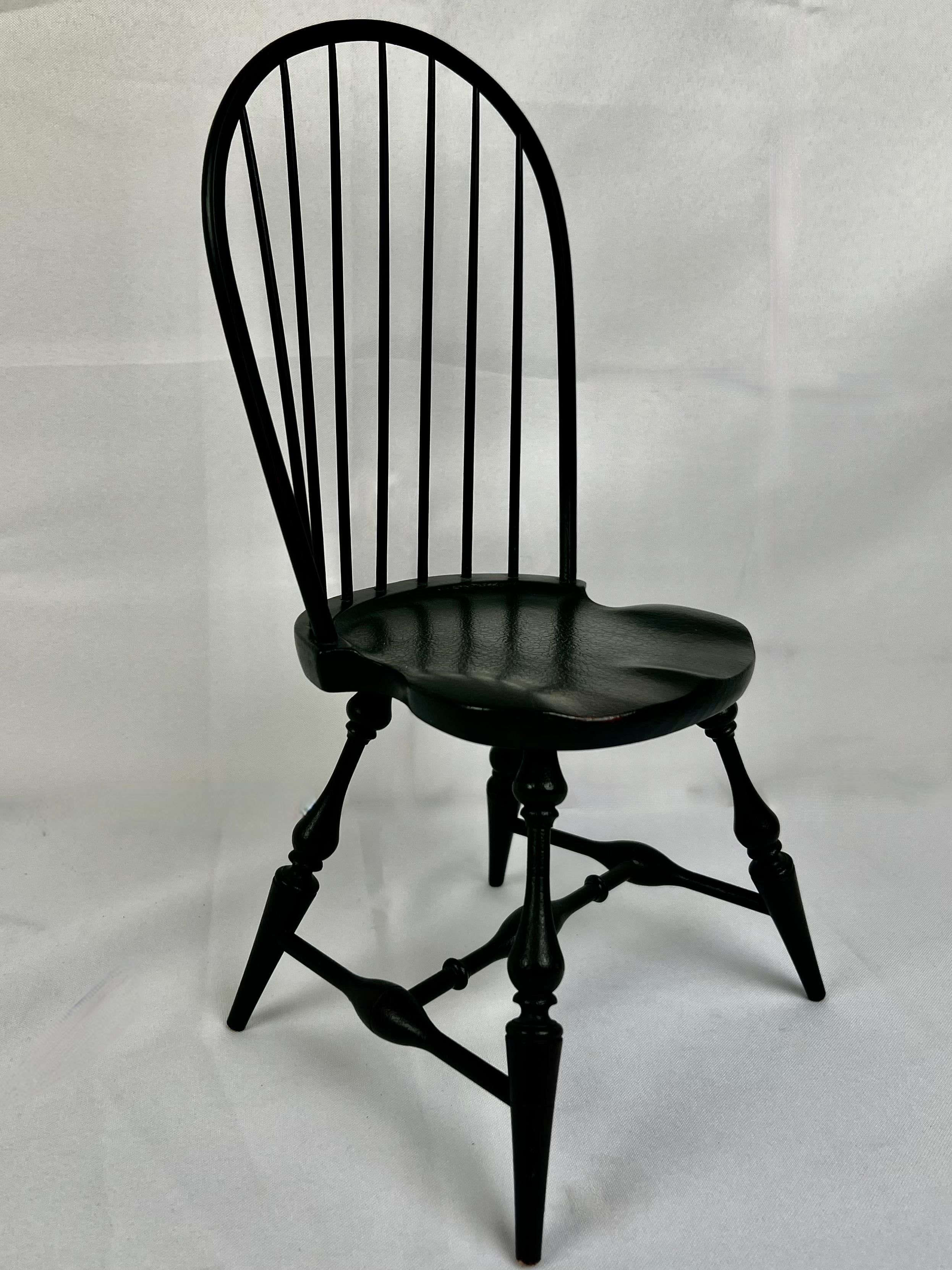 American Colonial Miniature Windsor Side Chair painted Essex Green by Riverbend Chair Co., Ohio.