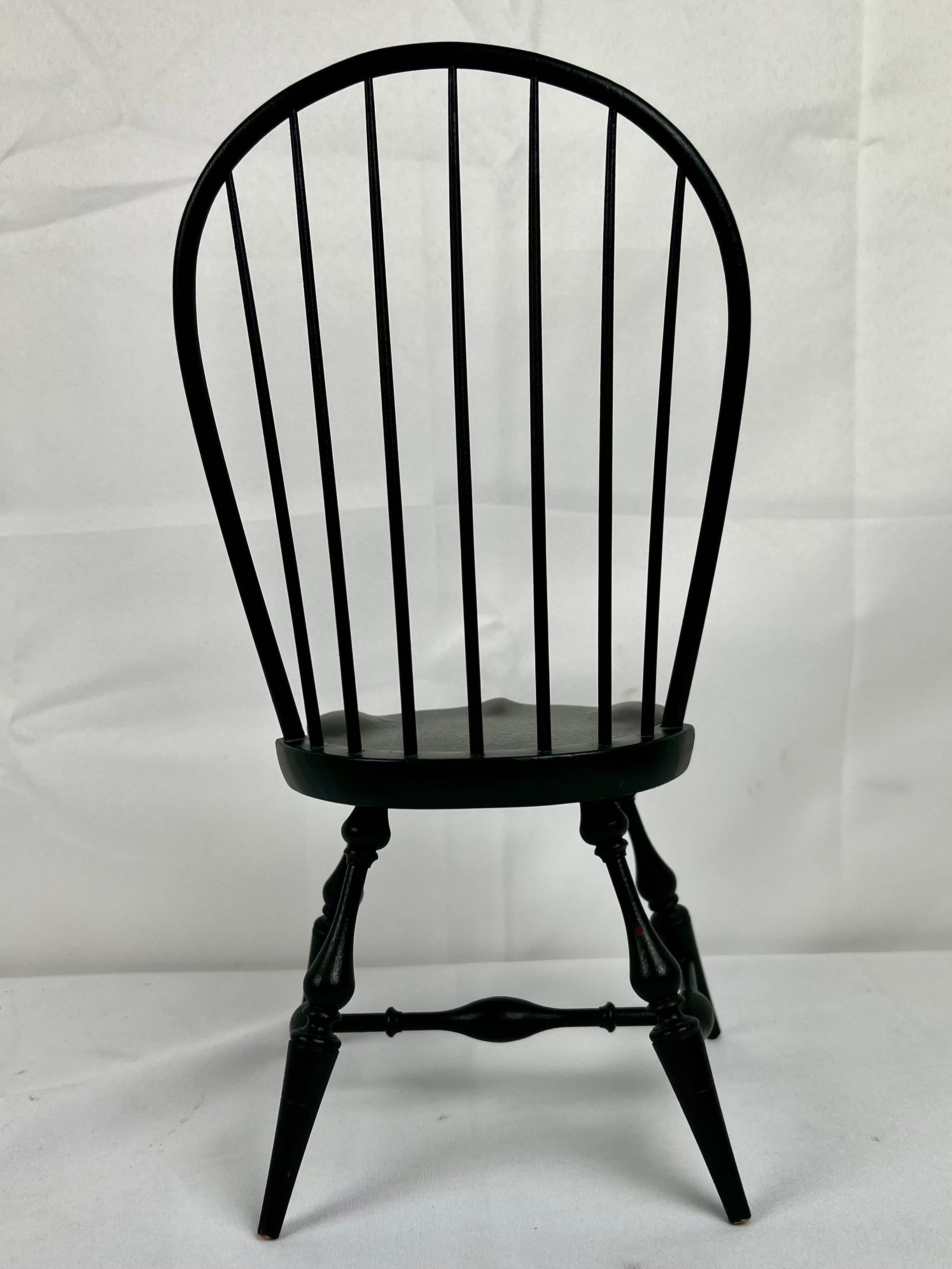 Hand-Crafted Miniature Windsor Side Chair painted Essex Green by Riverbend Chair Co., Ohio.