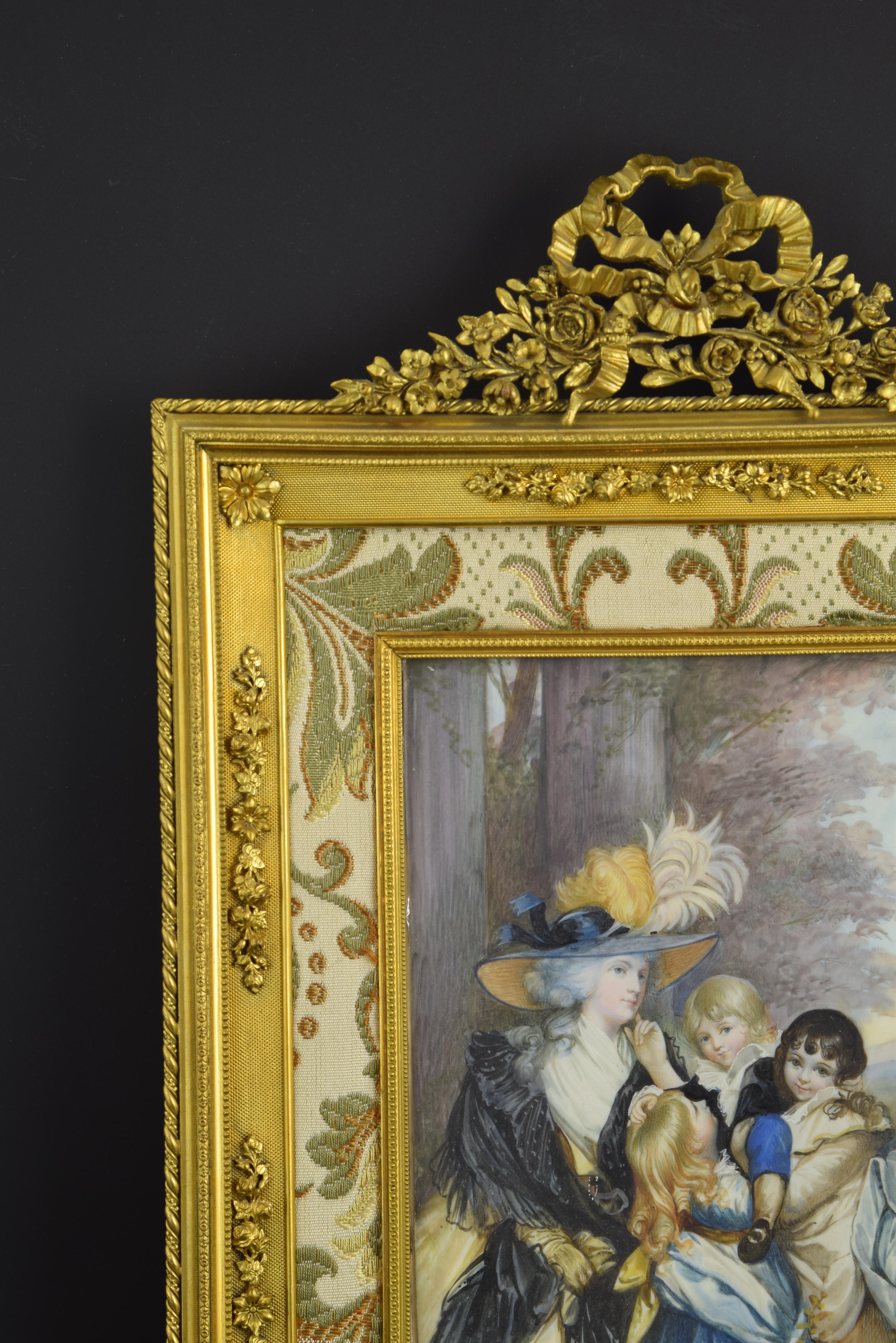 European Miniature with Bronze Frame, 19th Century, After Work of Sir Joshua Reynolds For Sale