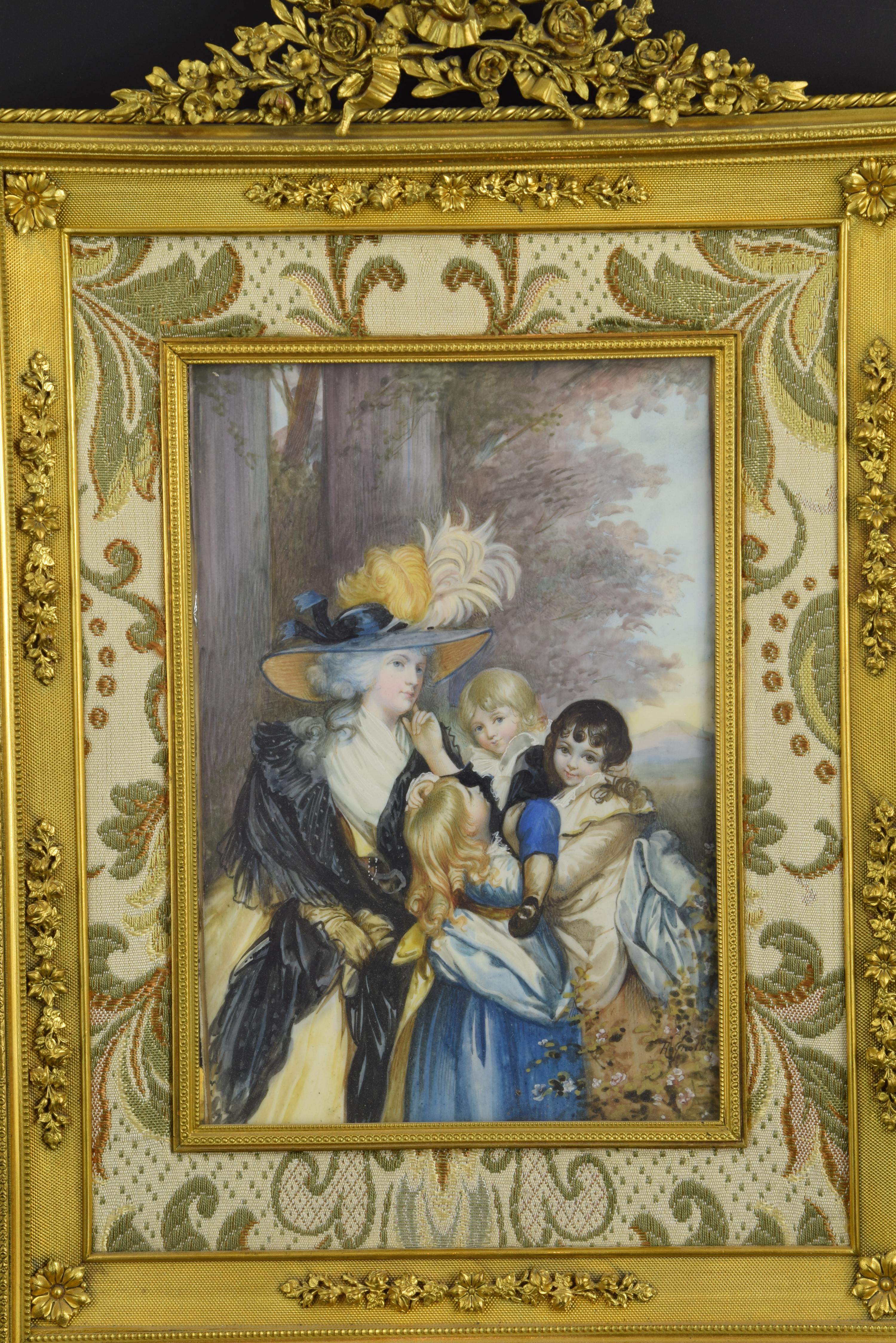 Miniature with Bronze Frame, 19th Century, After Work of Sir Joshua Reynolds For Sale 1
