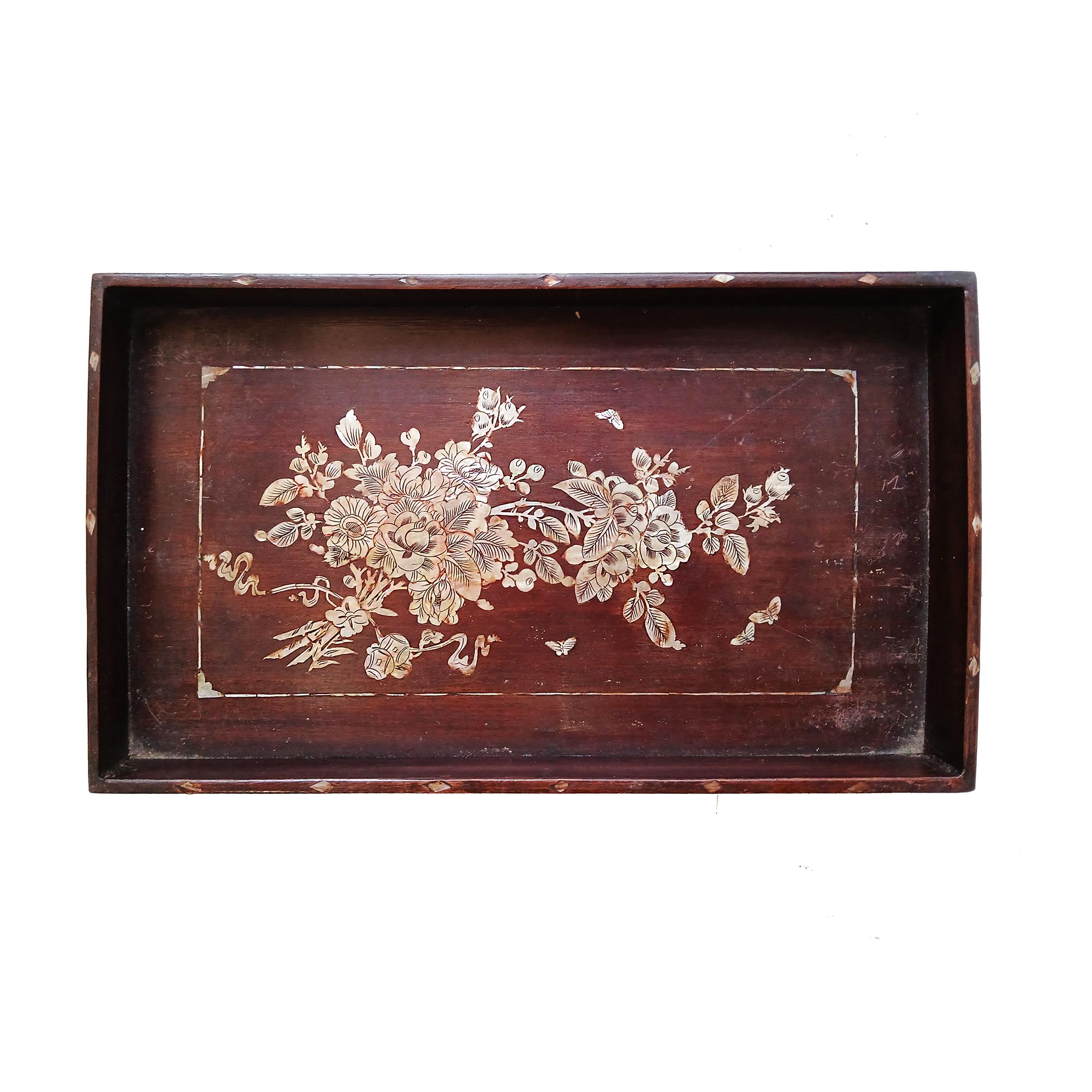 Wood Altar Tray with Mother-of- Pearl Inlays, Late 19th Century For Sale 5