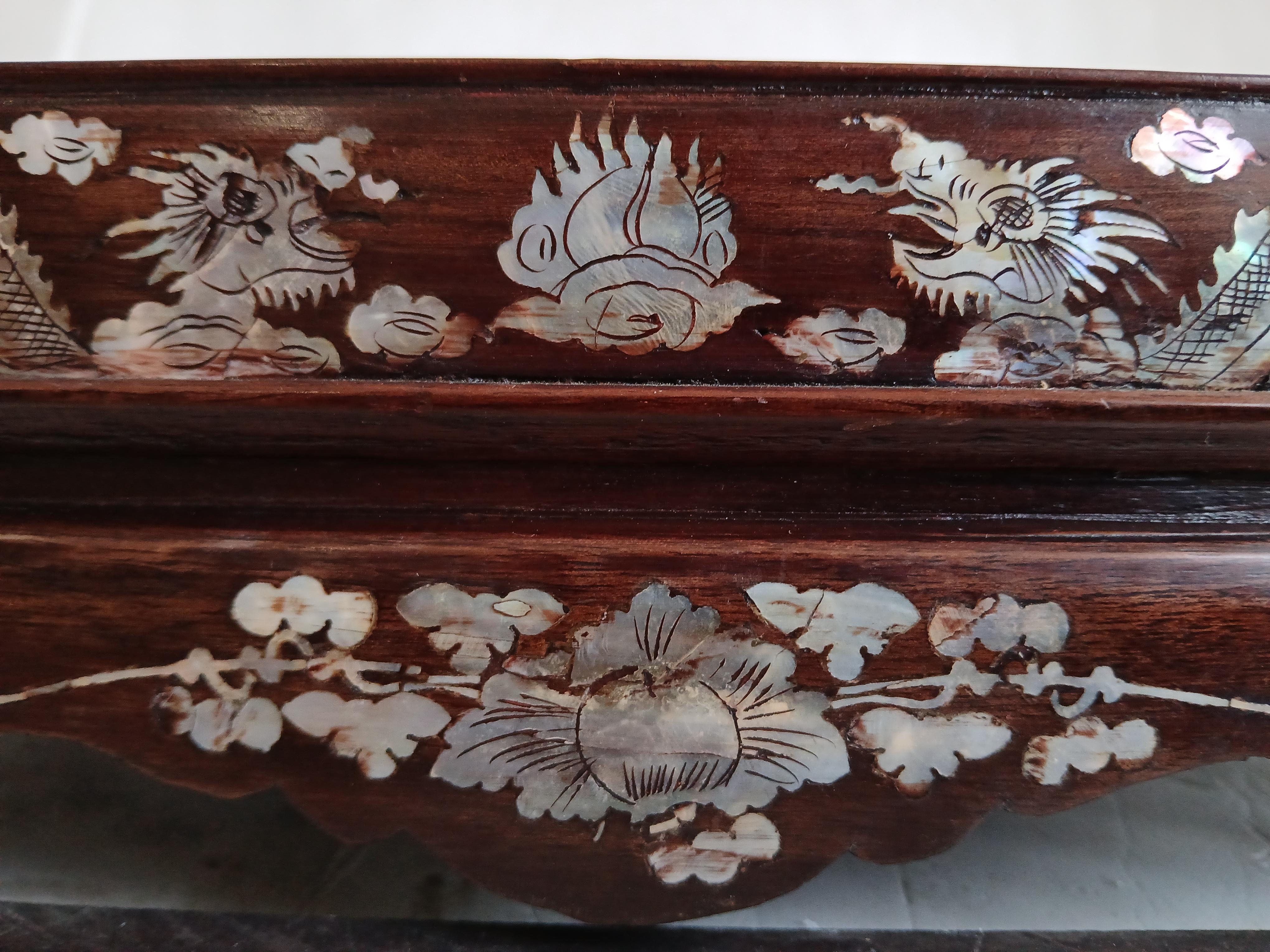Wood Altar Tray with Mother-of- Pearl Inlays, Late 19th Century For Sale 7