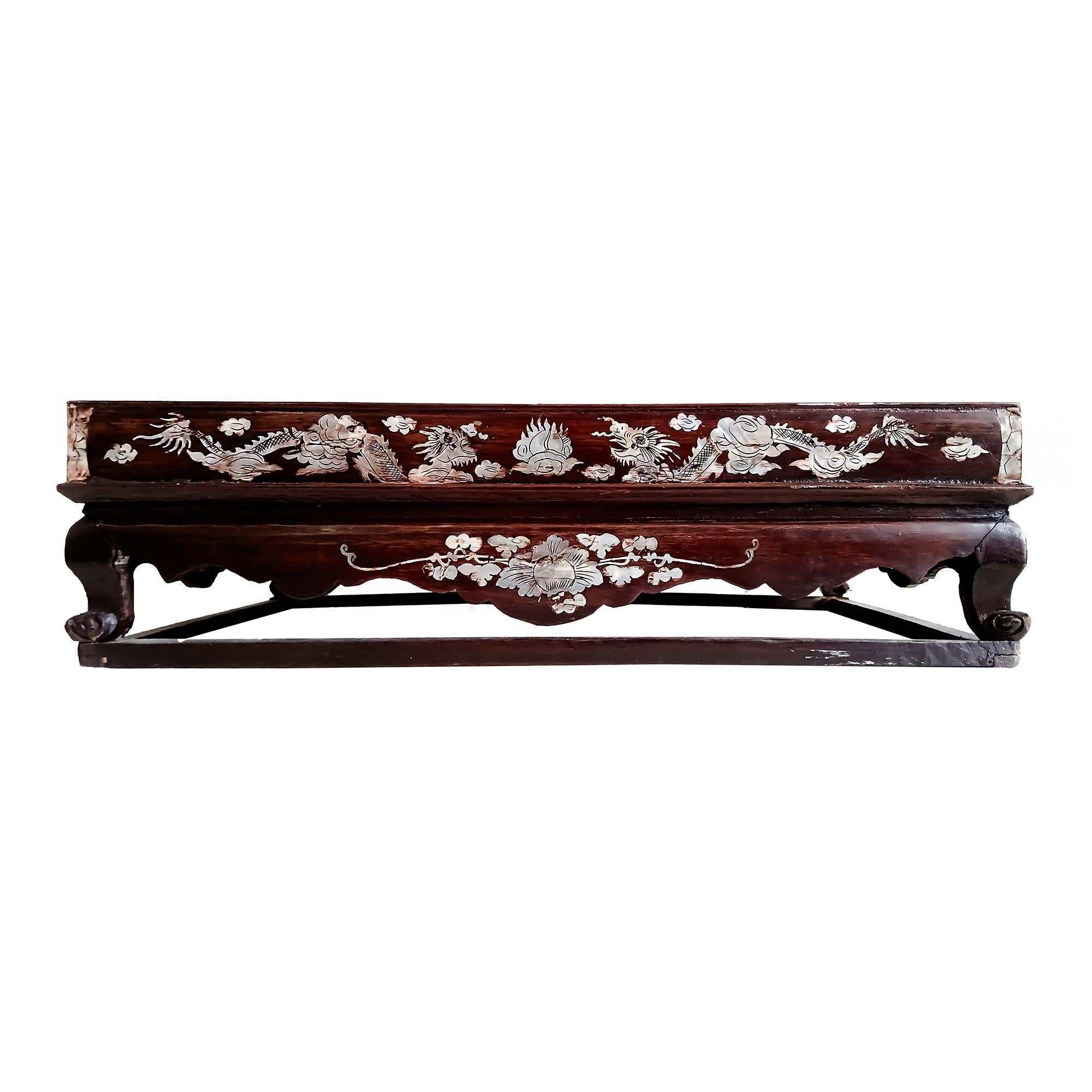 Wood Altar Tray with Mother-of- Pearl Inlays, Late 19th Century For Sale 8