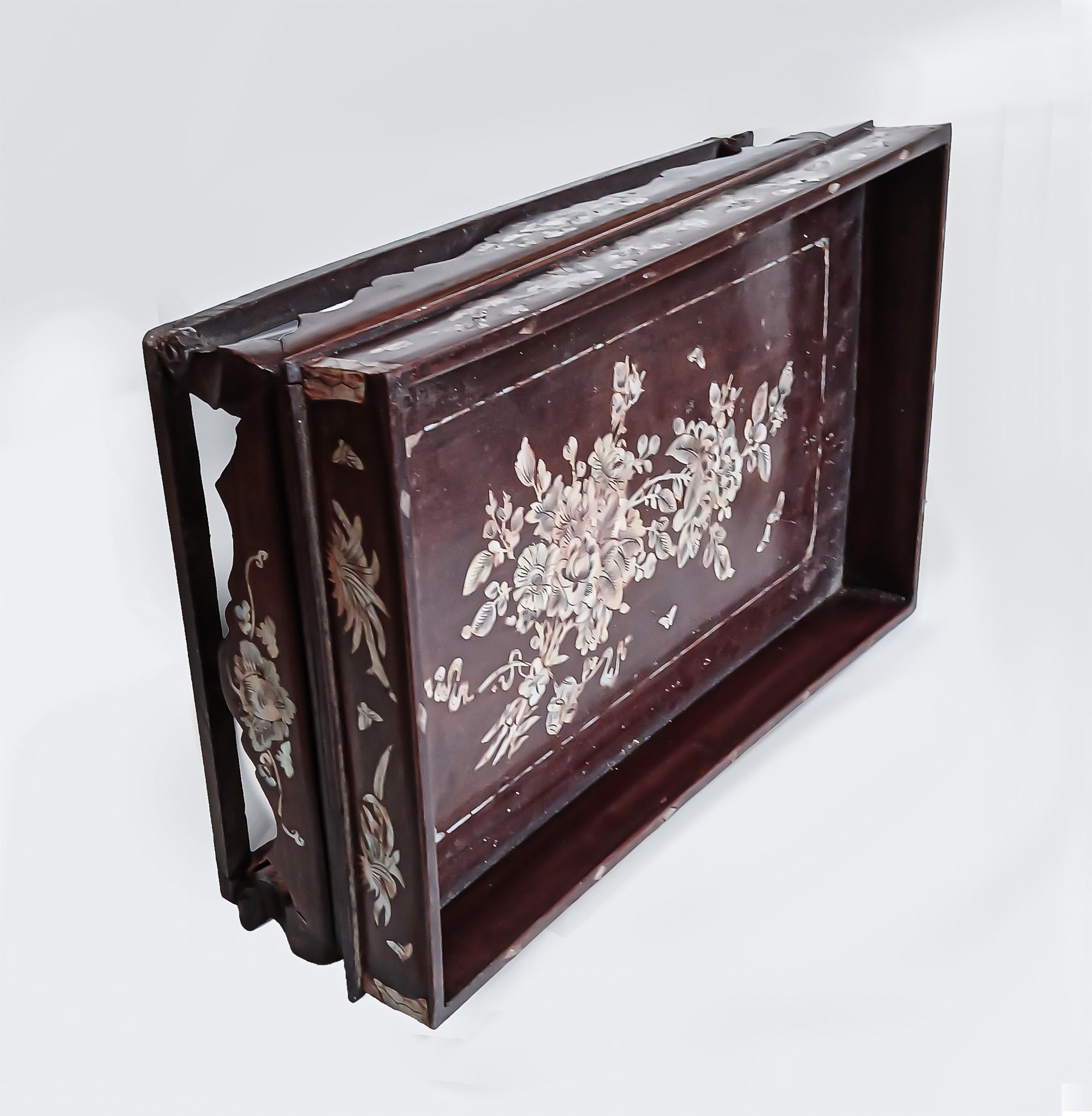 Wood Altar Tray with Mother-of- Pearl Inlays, Late 19th Century For Sale 10