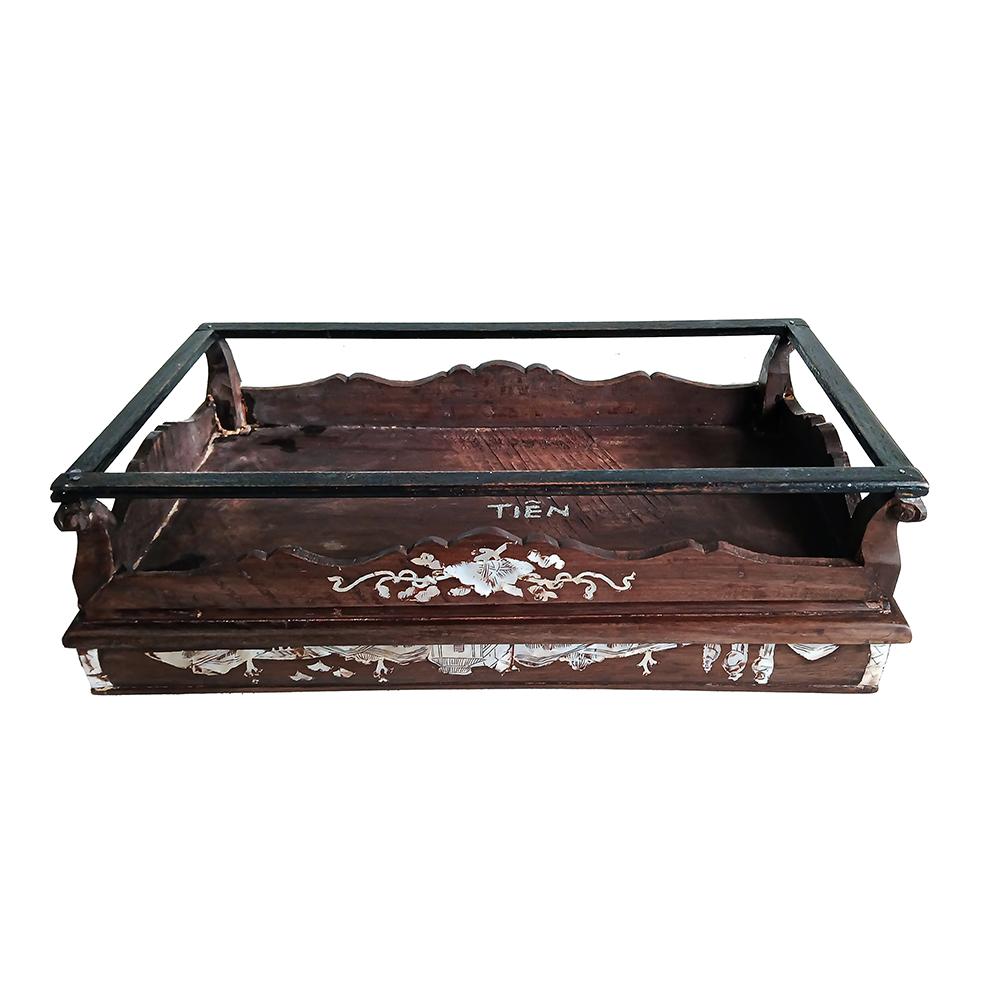 Miniature Wood Altar Tray with Mother-of- Pearl Inlays, China, Early 20th C. For Sale 11