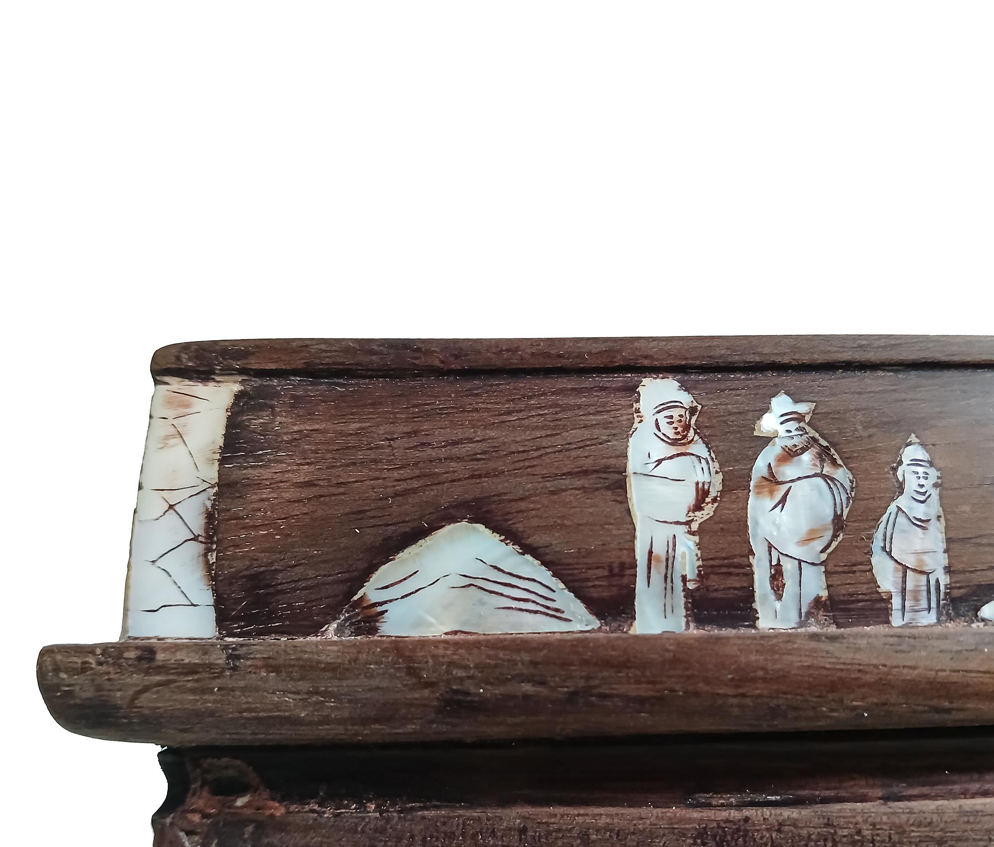 Mother-of-Pearl Miniature Wood Altar Tray with Mother-of- Pearl Inlays, China, Early 20th C. For Sale