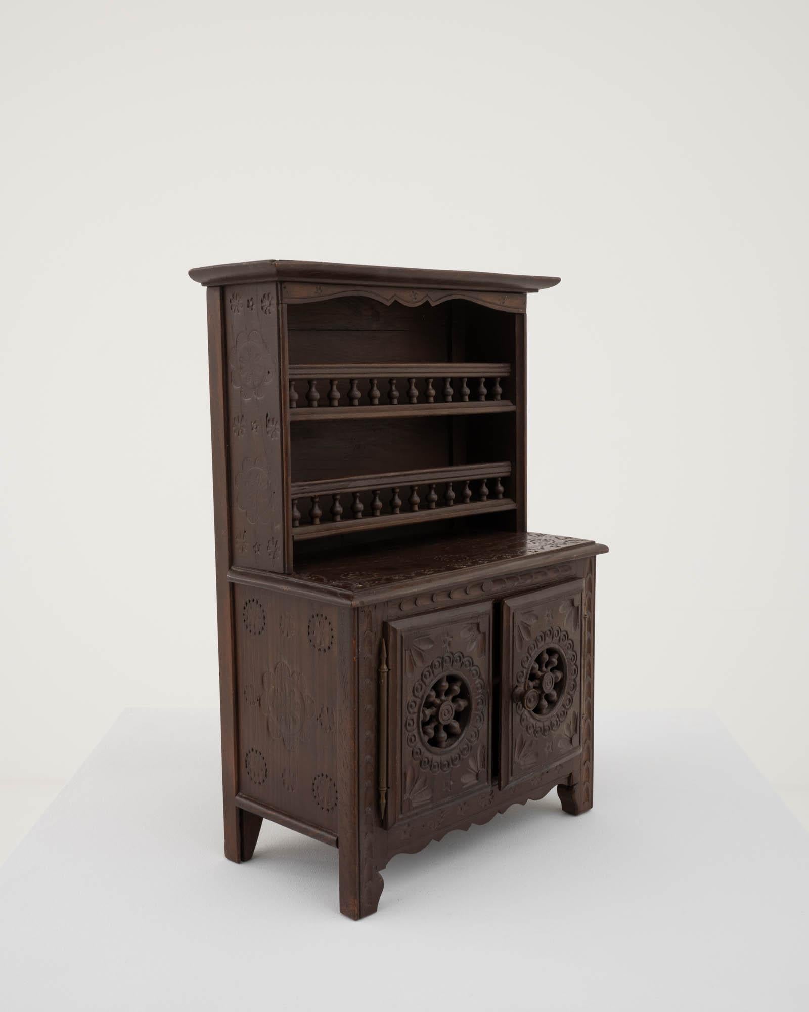 Miniature Wooden Cabinet from Nineteenth-Century France For Sale 1
