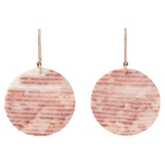 MINIE Earrings, Powder Pink Chalcedony Discs with 18k Rose Gold Hooks