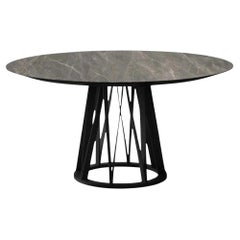 Miniforms Acco Round Table in Calacatta Black Top by Florian Schmid