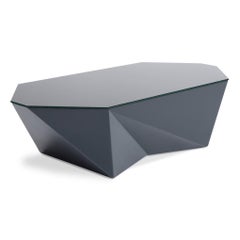 Minima Coffee Table No.2, Wood with Glass Top Modern and Minimalist Mid Table