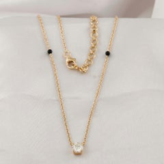 Modern Diamond Mangalsutra 0.49 Ct 18k Yellow Gold Black Bead Necklace
