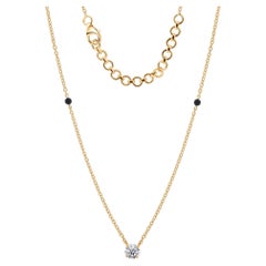 Modern Diamond Mangalsutra 0.49 Ct 18k Yellow Gold Black Bead Necklace
