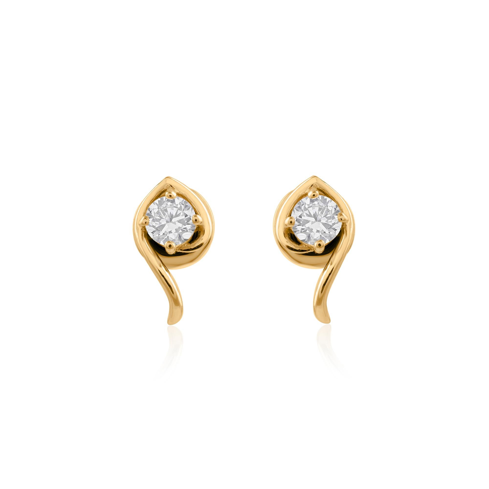 Orecchini con diamante naturale Minimal 0.62 Ct SI/HI Regalo in oro giallo 18 carati