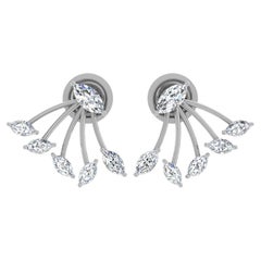 Minimal 1.30 CTW SI/H Marquise Diamond Jacket Earrings in 18k Solid White Gold