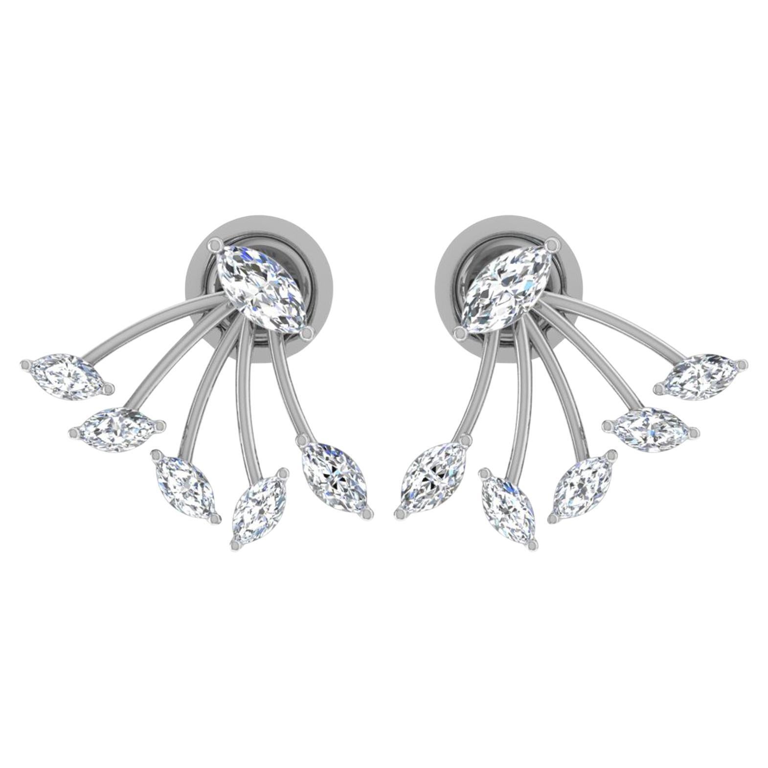 Pendientes Chaqueta de Diamante Marquesa SI/H de 1,30 quilates de oro blanco macizo de 18k en venta