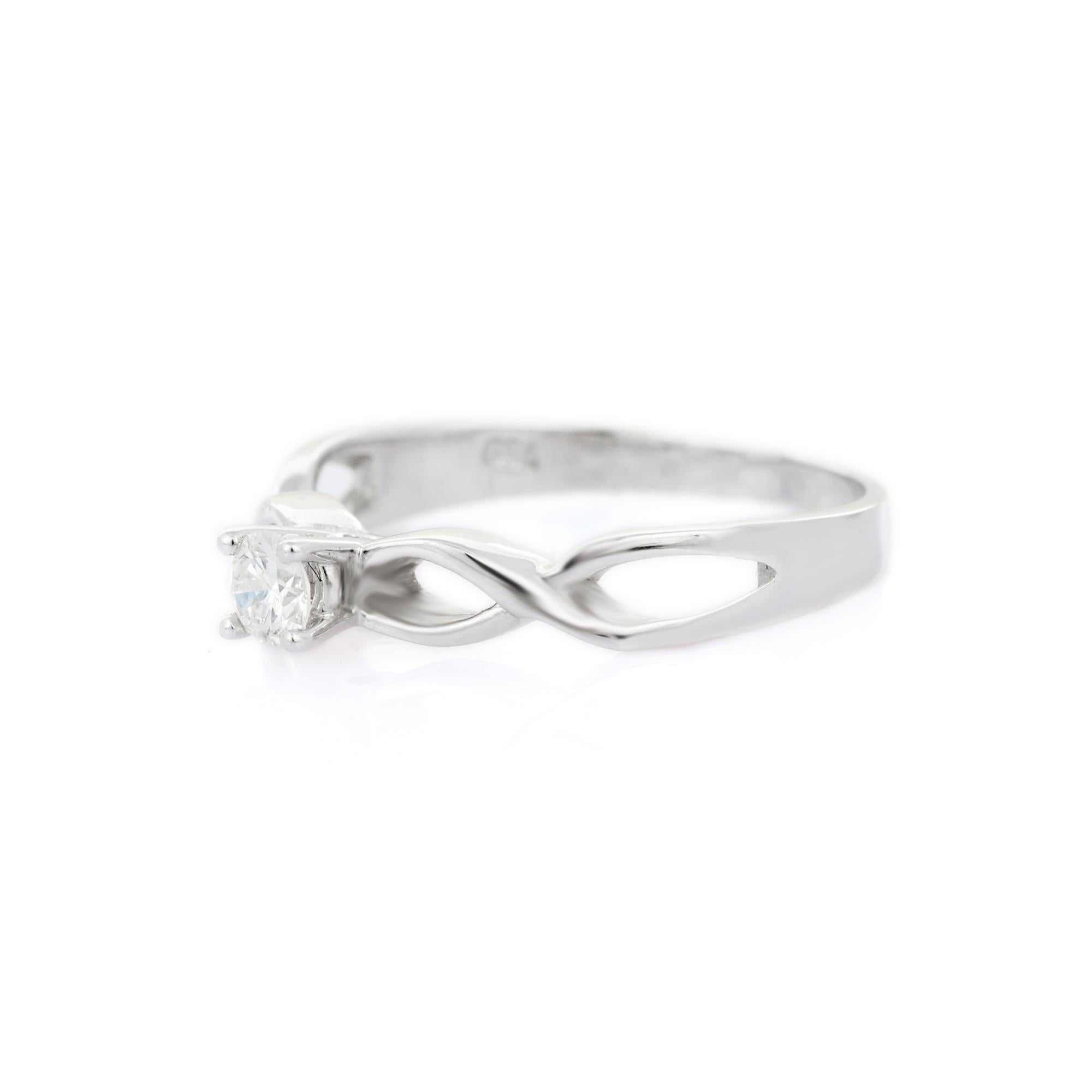 For Sale:  Dainty Diamond Twisted Ring in 18k White Gold 3
