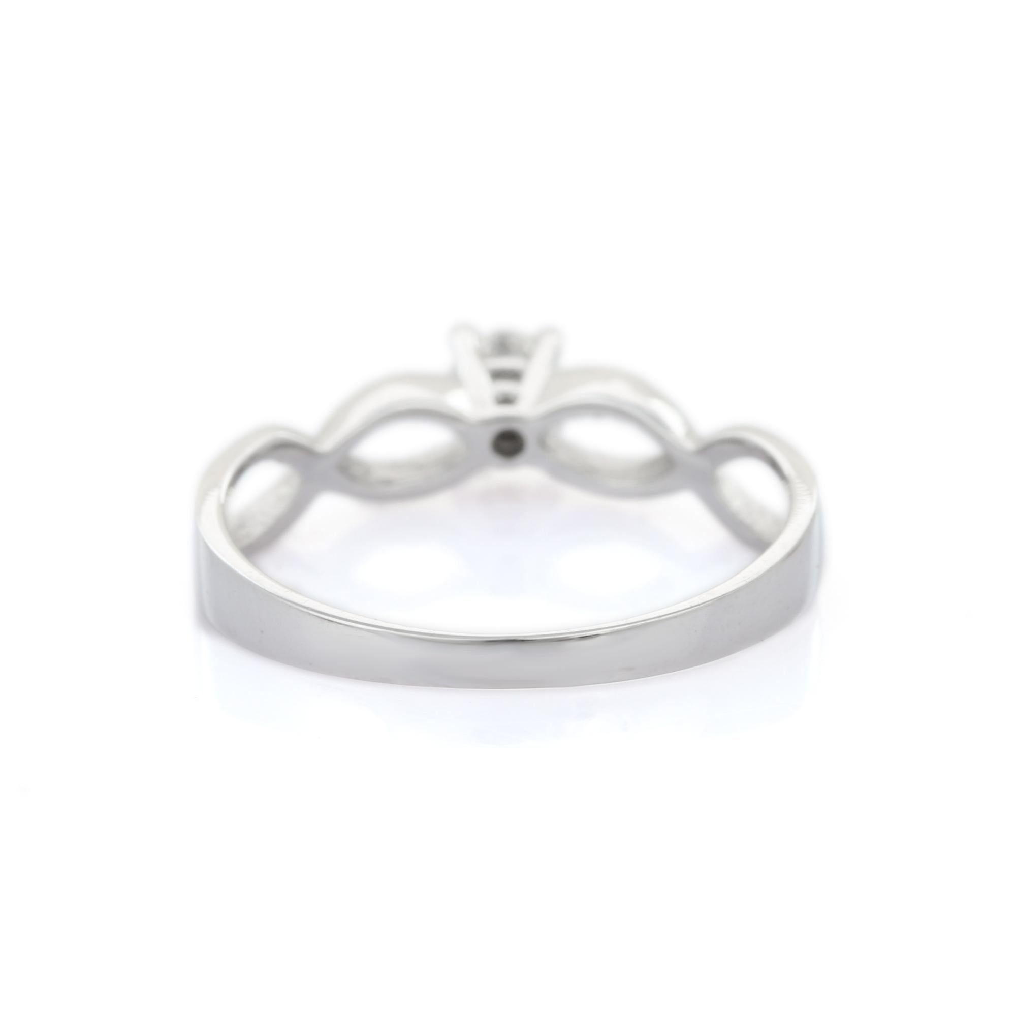 For Sale:  Dainty Diamond Twisted Ring in 18k White Gold 5