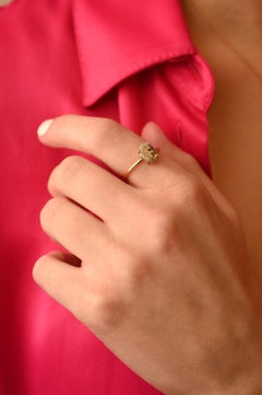 Minimal 18k Solid Yellow Gold 1.02ct Diamond Alphabet F Personalized Ring