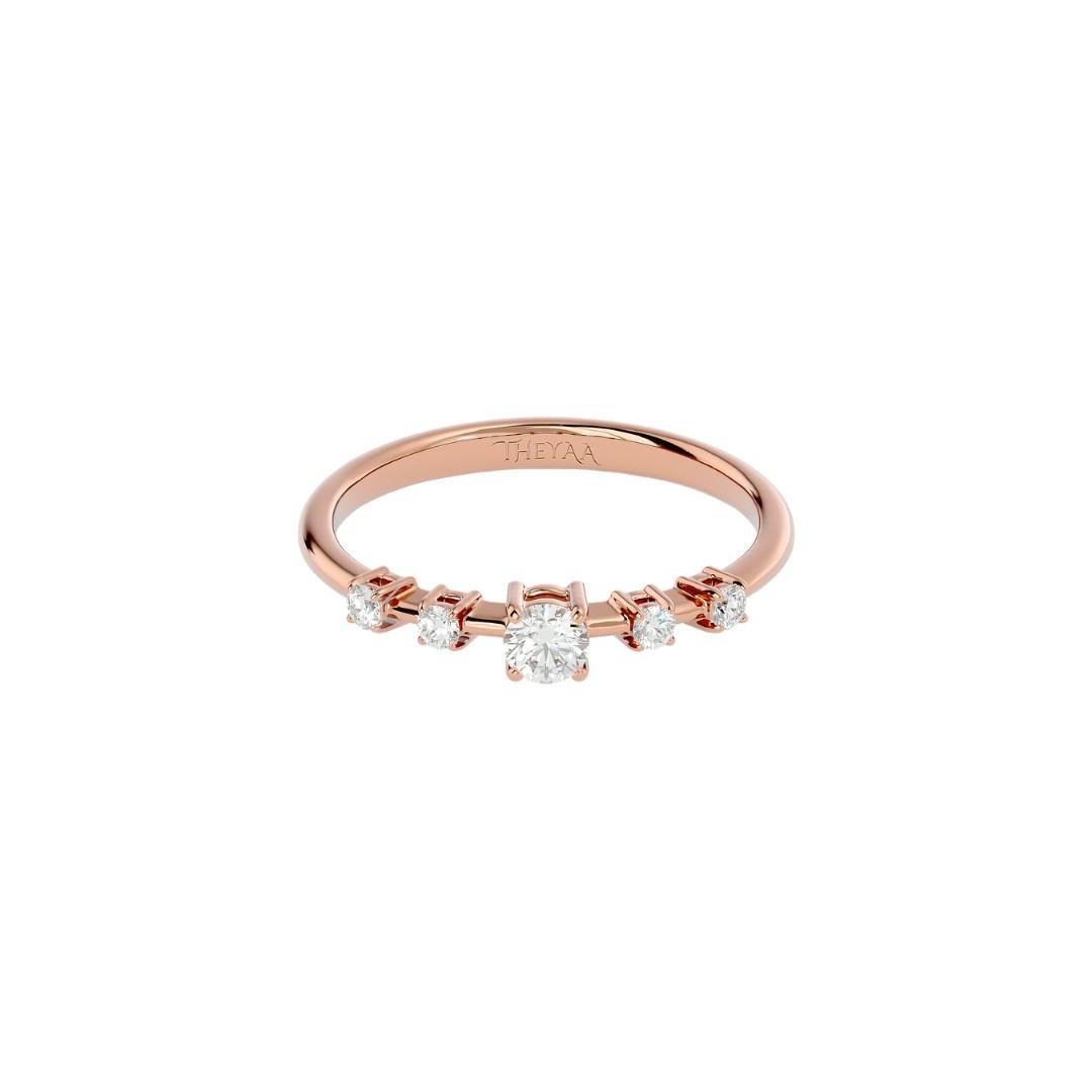 Elements
As the name suggests the Minimal 5 Diamond Ring is a classic ring with 5 sparkling round diamonds set in gold.

Innovation
This type of ring is designed to subtly enhance the look of the wearer.

Style
A timeless look that can be worn at