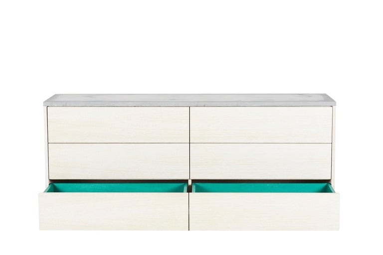 Minimal 6 Drawer Janice Dresser Concrete White Oak And Mint Green Interior For Sale At 1stdibs