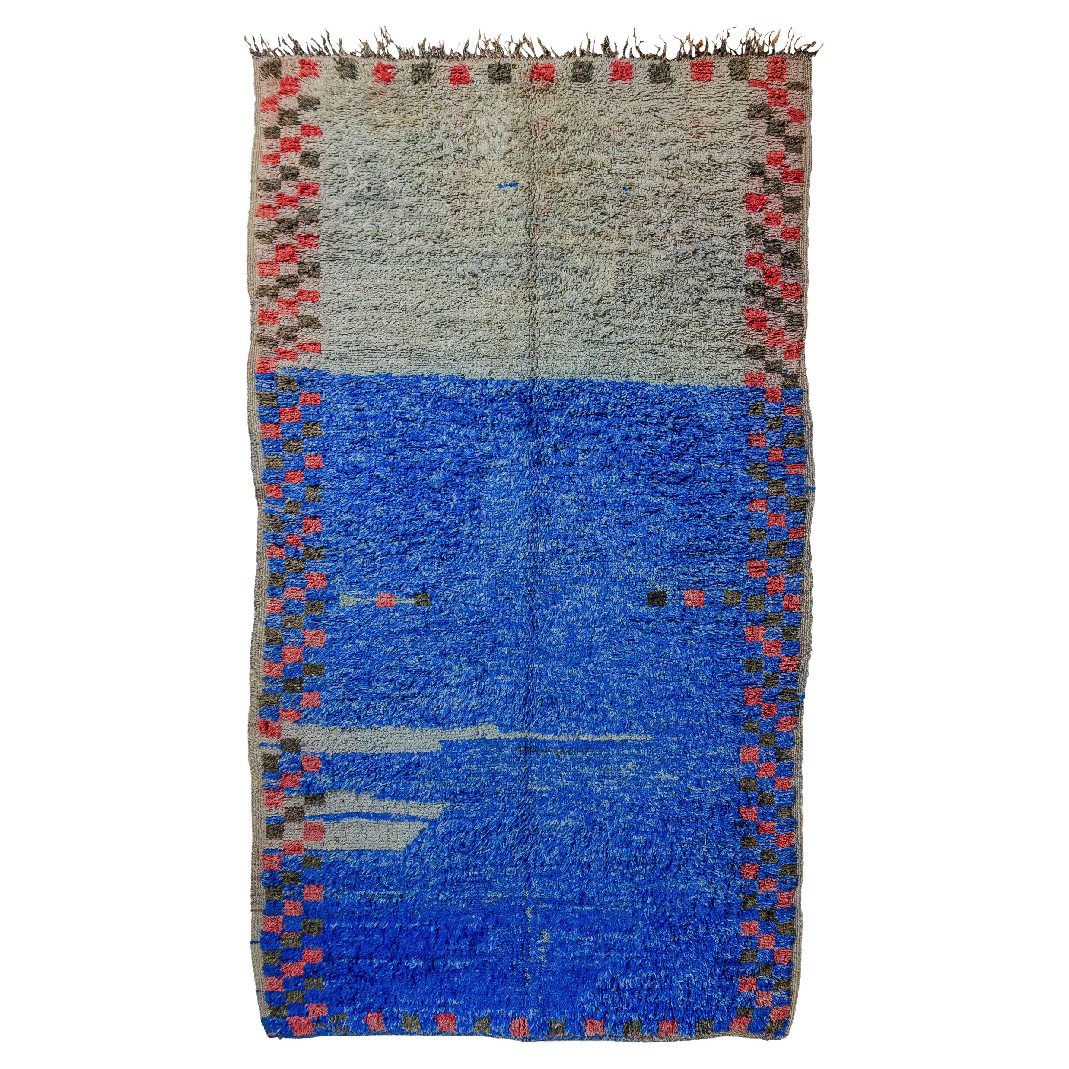 Bold Minimal Indigo Moroccan Beni M'Guild Carpet Curated By Breuckelen Berber