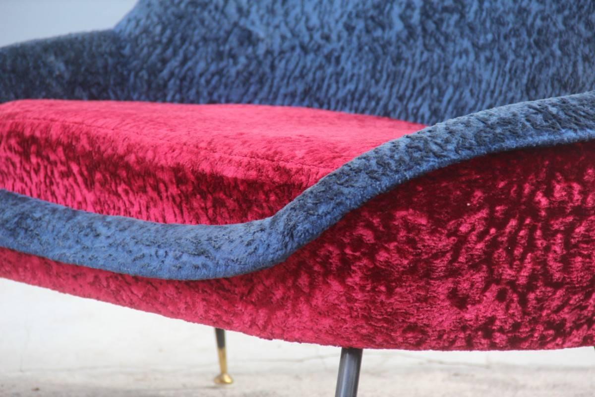 Mid-Century Modern Italian Sofa 1950s Design Minotti Gigi Radice Blu Red Color  2