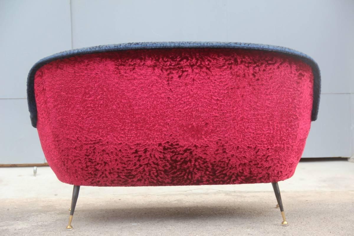 Mid-Century Modern Italian Sofa 1950s Design Minotti Gigi Radice Blu Red Color  4