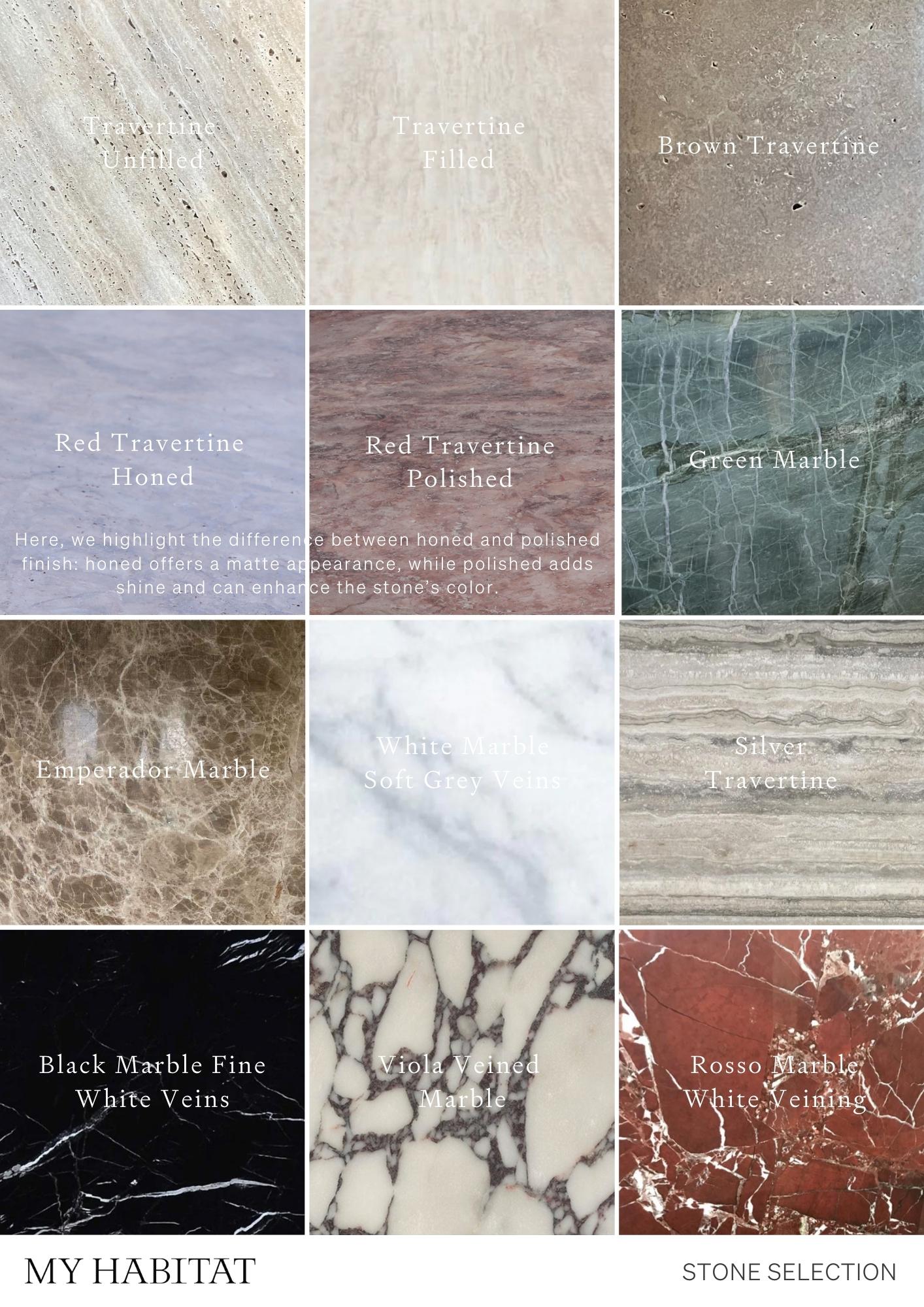 Minimal Bathroom Double Vanity / Sink in Red Travertine stone w/ Storage niches For Sale 4