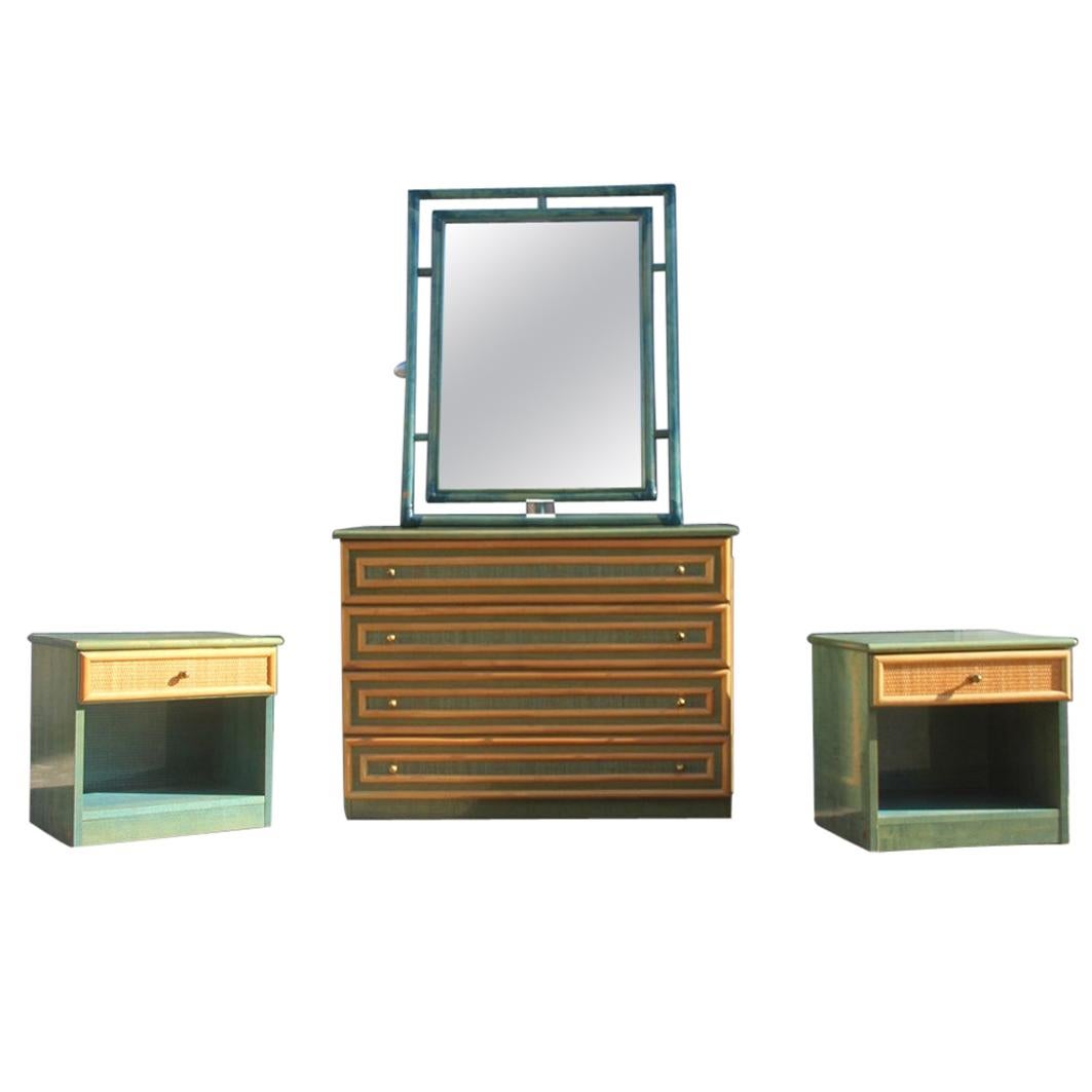 Minimal Bedroom Sets Italian Design Green Bamboo Italgiunco 1970 Brass Straw