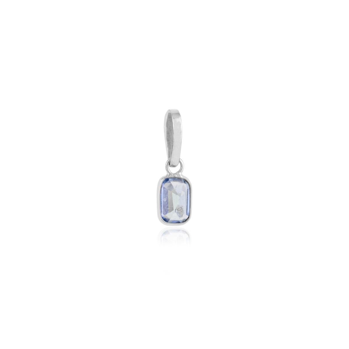 Pendentif en or blanc 14k serti d'un saphir bleu naturel Cadeau pour Elle en vente 2