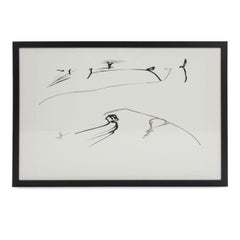 Minimal Black-and-white Abstract Gestural Ink-on-paper by Philip Renteria '1976'