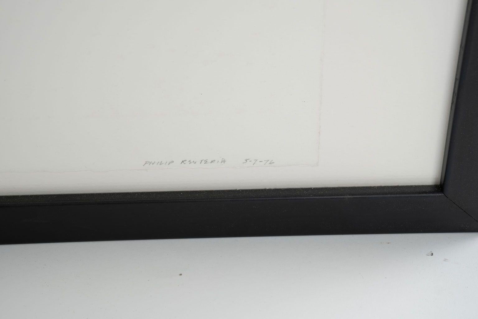 Minimal Black-and-white Abstract Gestural Ink-on-paper by Philip Renteria '1976' For Sale 1