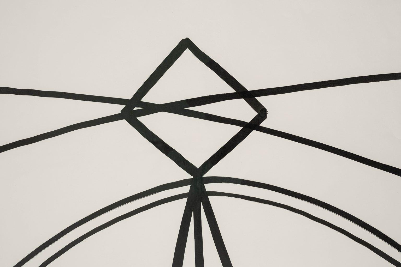 Moderne Encre sur papier abstraite noire et blanche minimaliste de Philip Renteria (1973) en vente