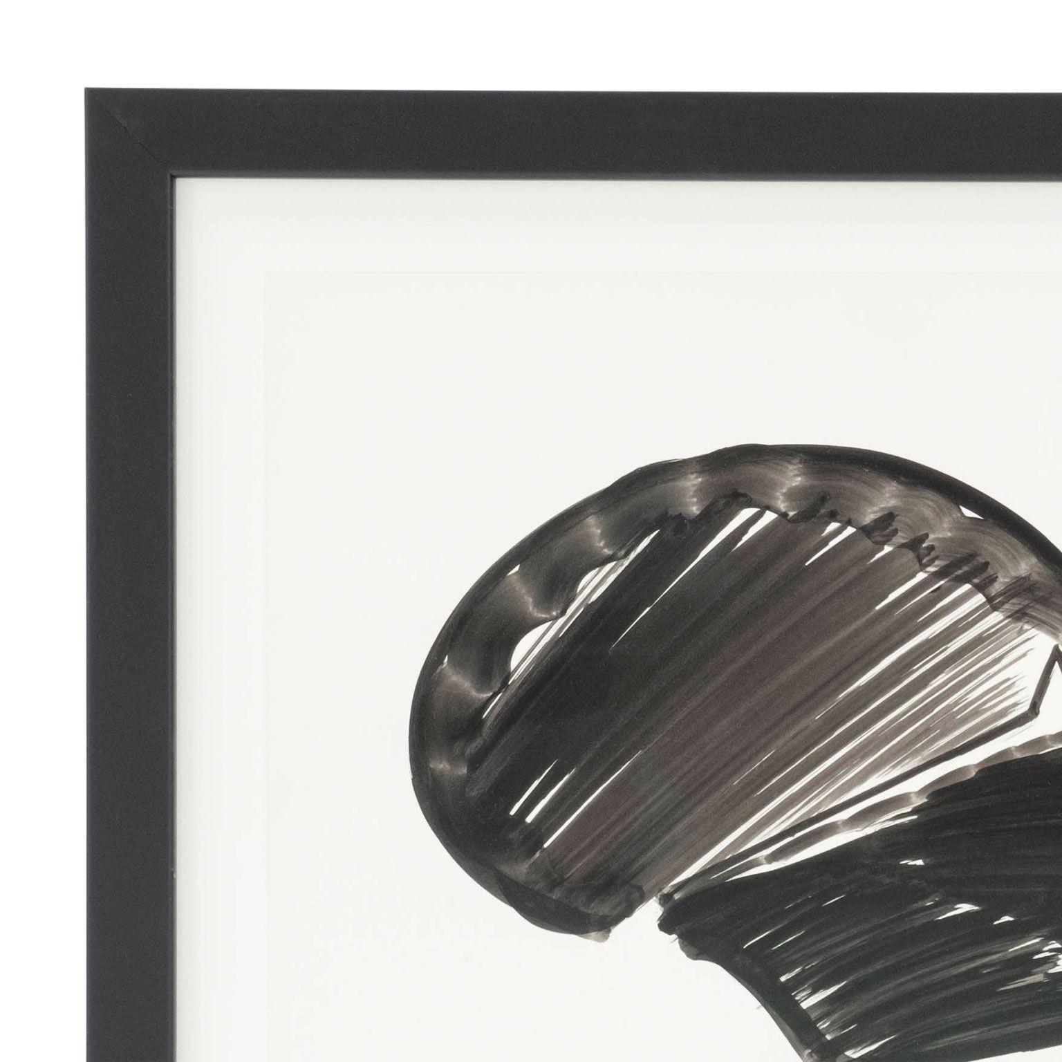 Hand-Painted Minimal Black-and-white Abstract Ink-on-paper by Philip Renteria '1980' For Sale