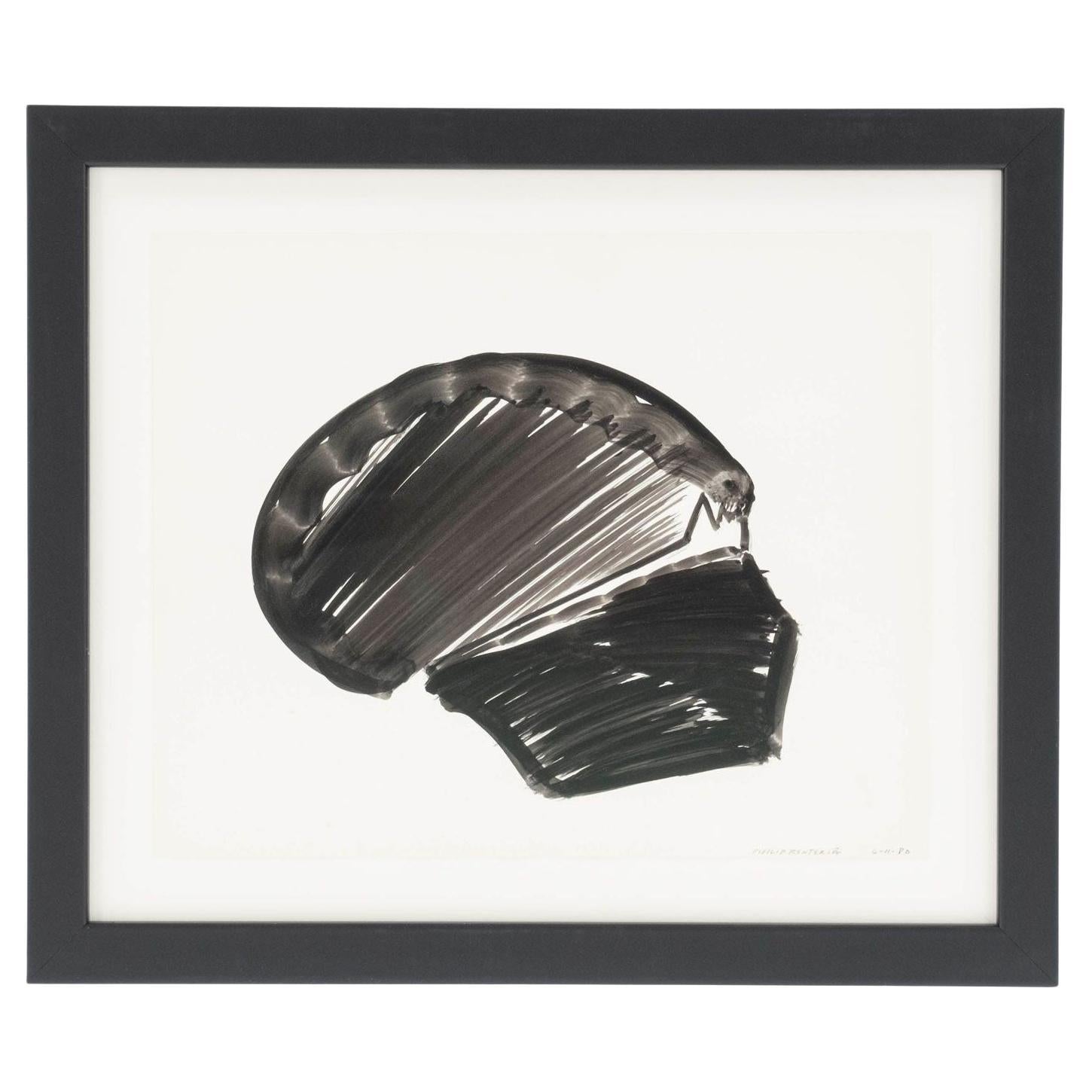 Minimal Black-and-white Abstract Ink-on-paper by Philip Renteria '1980' For Sale