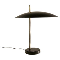 Minimal Black Lacquered Table Lamp by Pierre Disderot, ed. Disderot, France 1950
