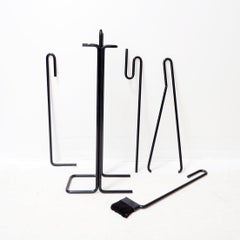Minimal Black Metal Fire Set 'Mace-Line' by Ann Maes - 1970s