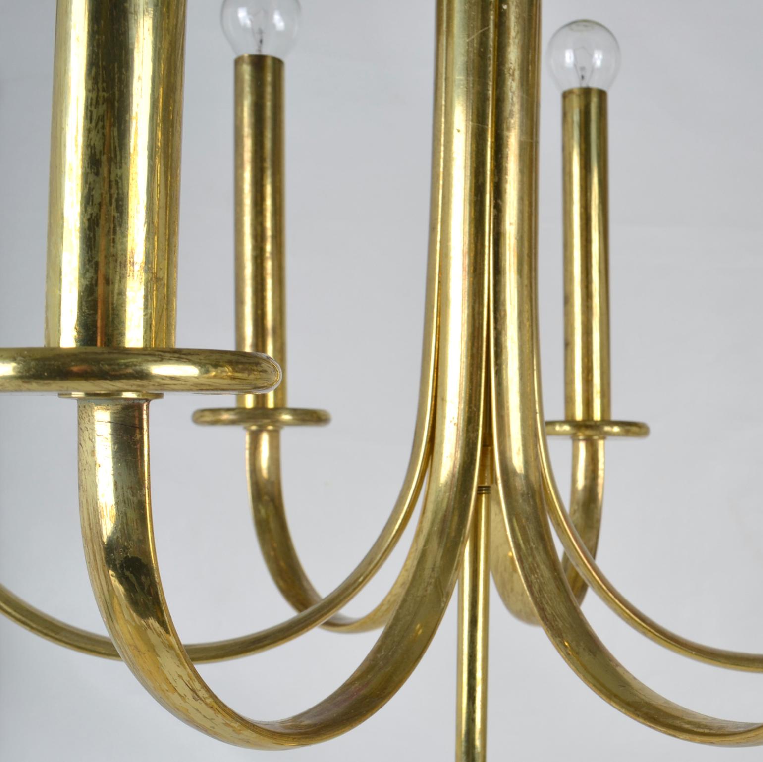 Mid-20th Century Minimal Brass 1960s Chandelier For Sale