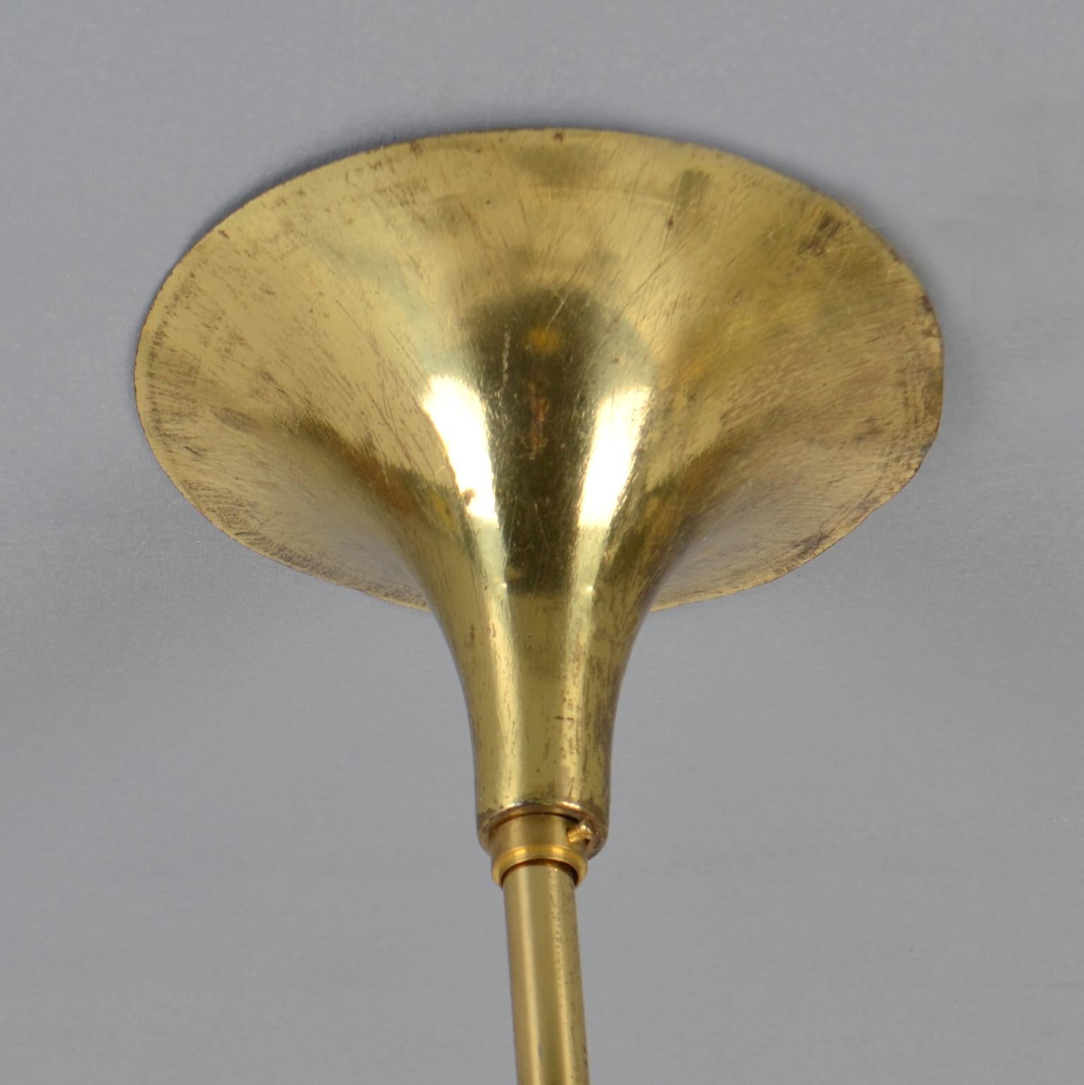 Minimal Brass 1960s Chandelier For Sale 2