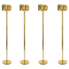 Minimal Brass Floor Lamps with Articulated Swivel Shades